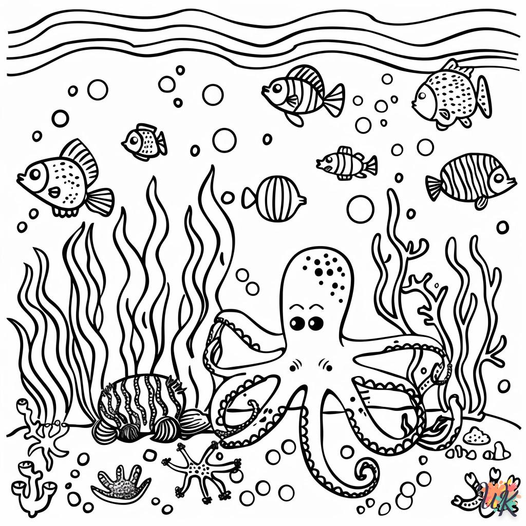 coloriage Pieuvre  à imprimer pour enfant de 6 ans