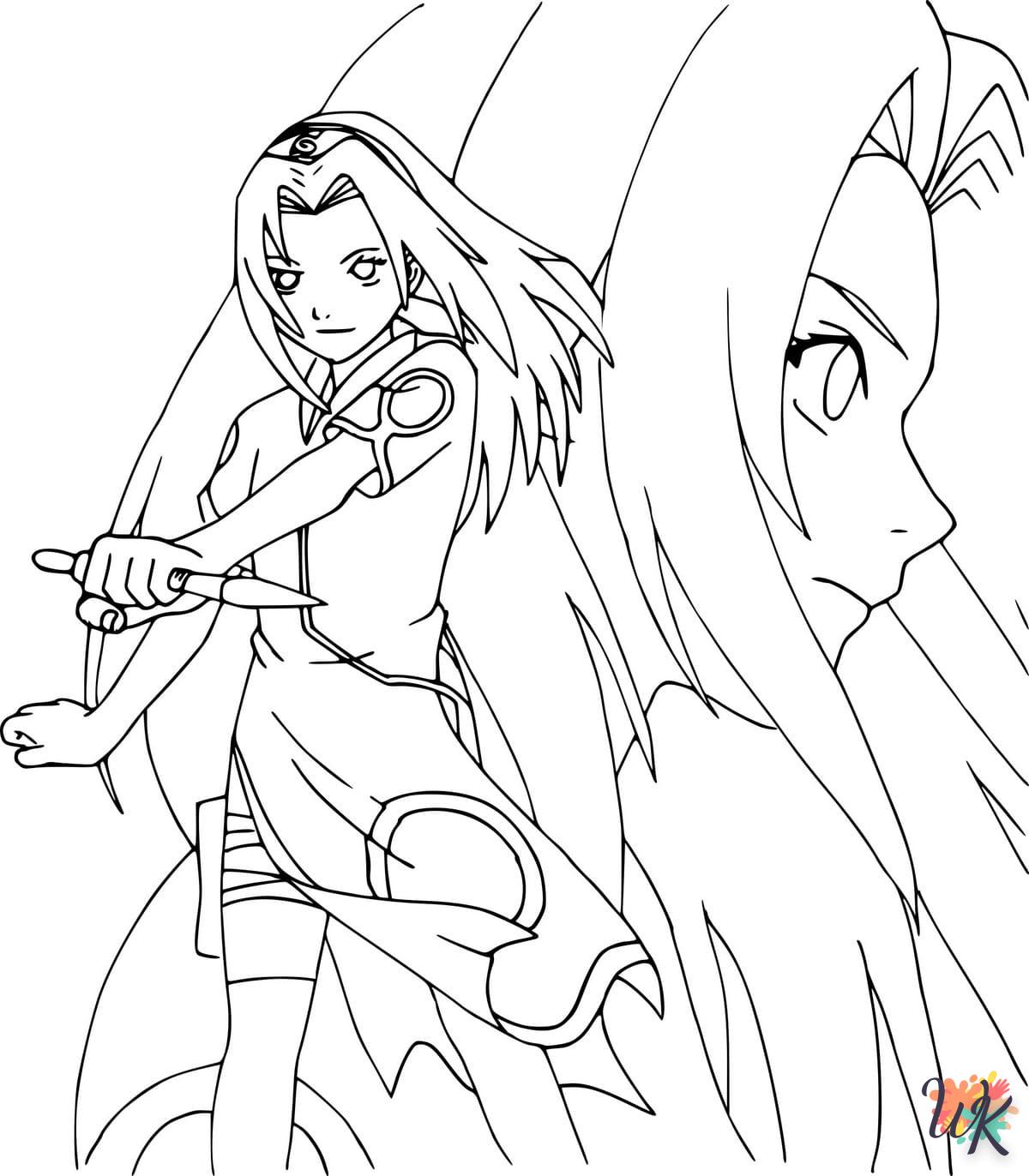 coloriage Sakura  et decoupage a imprimer gratuit