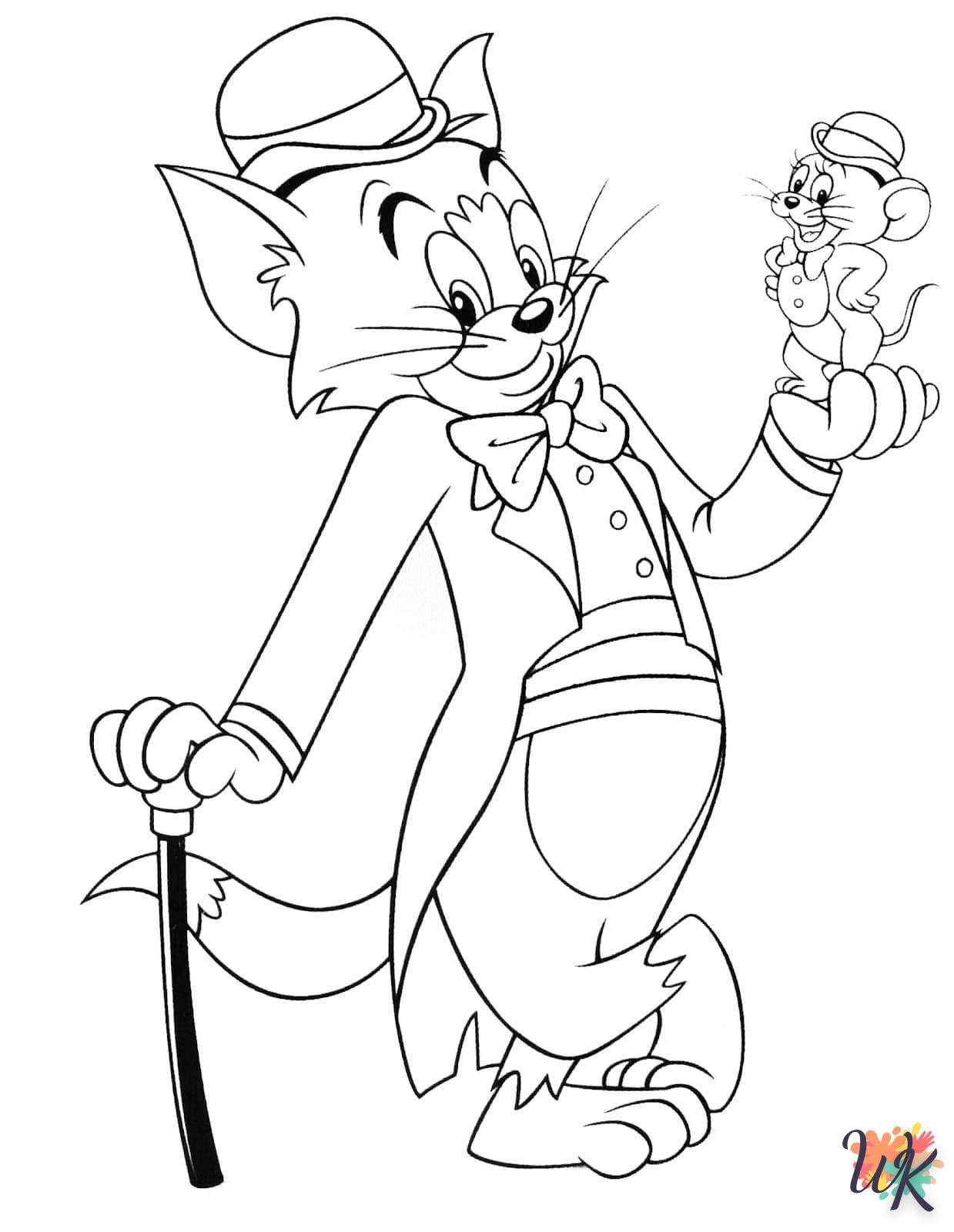 coloriage Tom et Jerry  de noël gratuit à imprimer en ligne